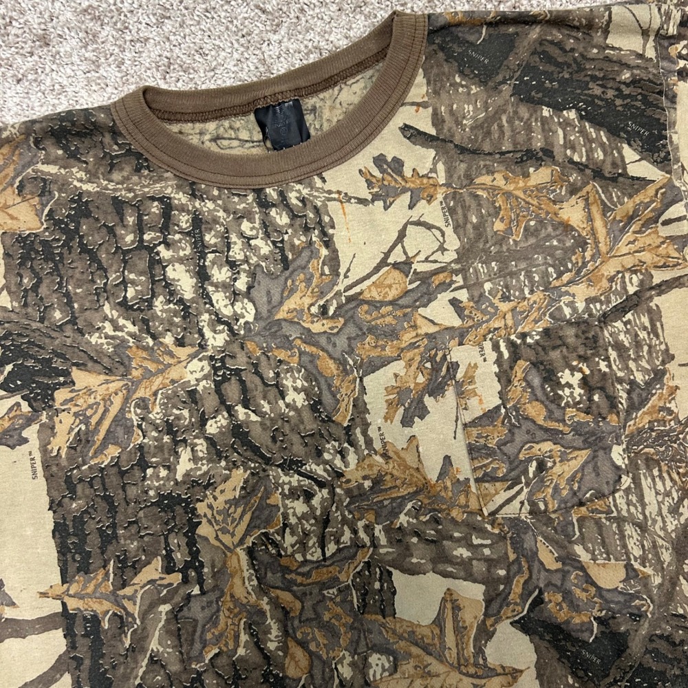 Vintage Camo Long Sleeve Shirt Sniper Men Size XL Ace Made In USA Hunting